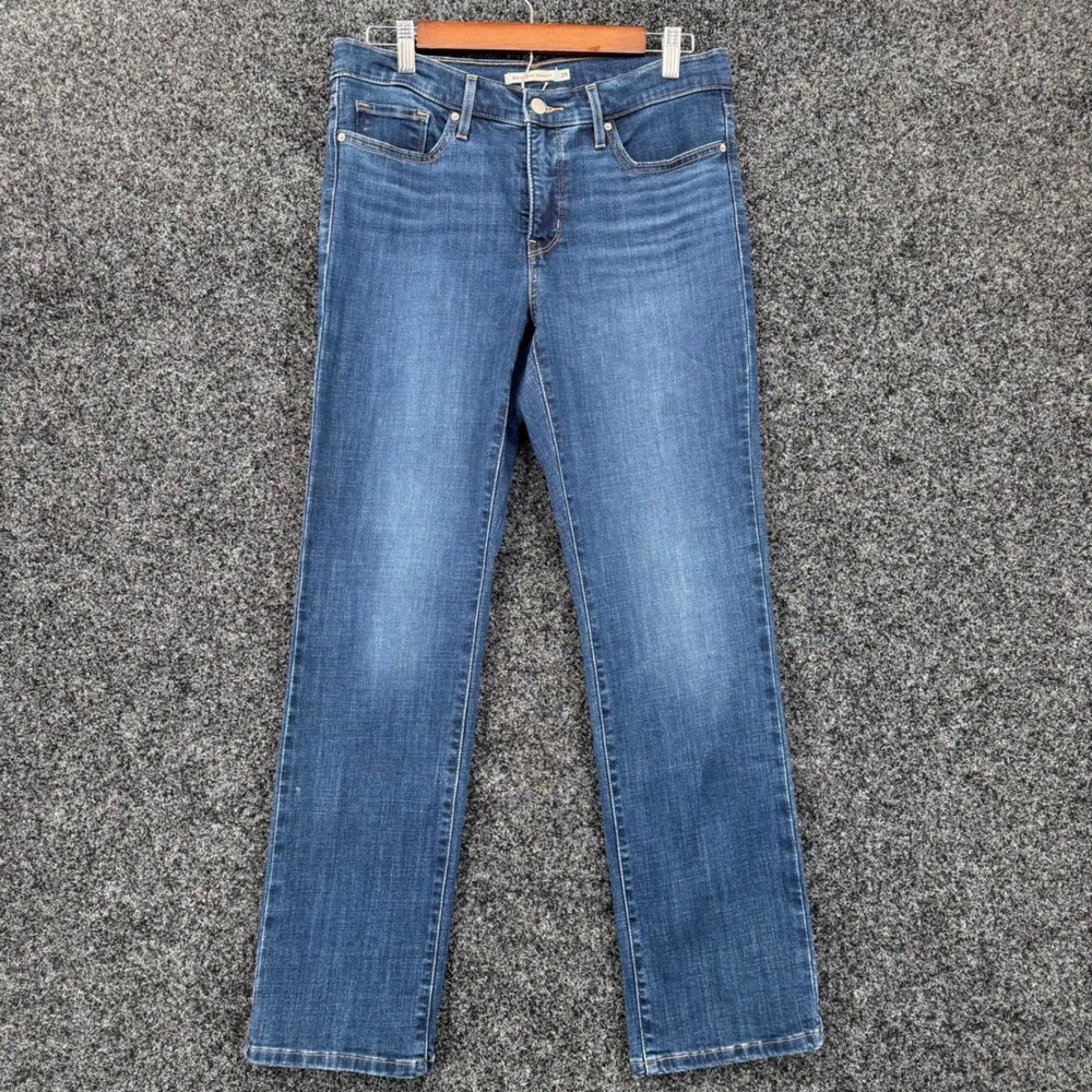 Levis 314 Shaping Straight Jeans Womens 29 Medium Wash Blue Denim Mid Rise